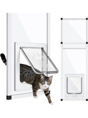 Vertical Cat Door Insert for Windows 31"-42" | Easy Install, Weatherproof